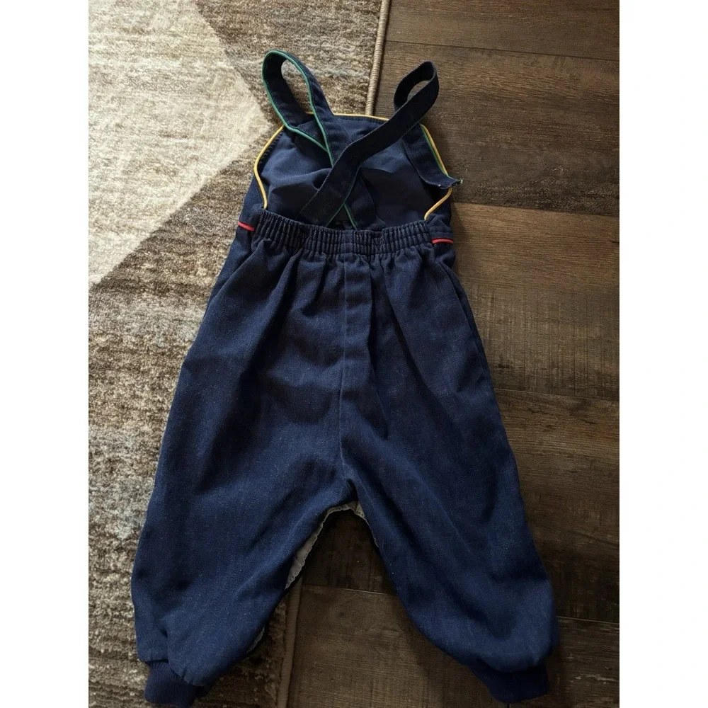 Vintage Health Tex Baby Overalls Rocking Horse Contrast Stitching Sz 12 Month